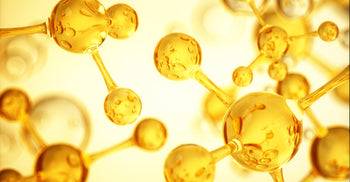 Abstract image of golden molecular structures symbolizing biochemical compounds or nutrients.
