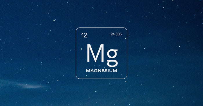 Magnesium element symbol (Mg) from the periodic table representing the essential mineral magnesium and its role in human health.